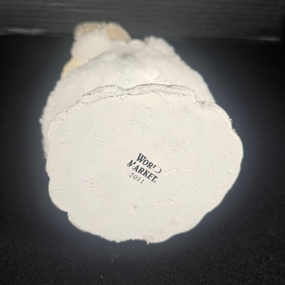 Vintage Ivory Resin Glitter Coat And White Fur Trim Santa Holding An Ivory Tree - Picture 8 of 10